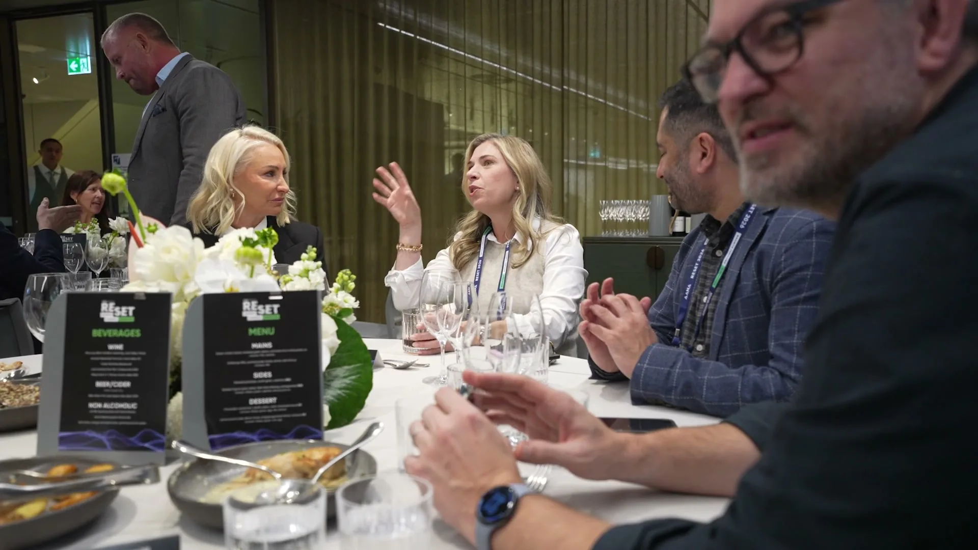 Guests talking over a sponsor lunch at RESET 2026 in Sydney, filmed by Zarco Creative