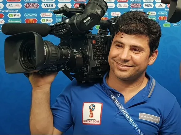 Oscar Vieira on camera at the FIFA World Cup
