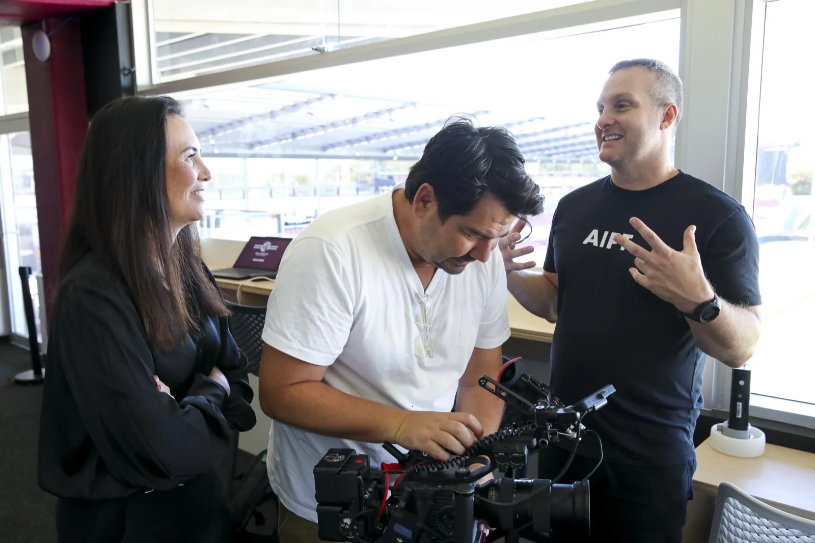 Jess and the Zarco Creative crew on location with a client
