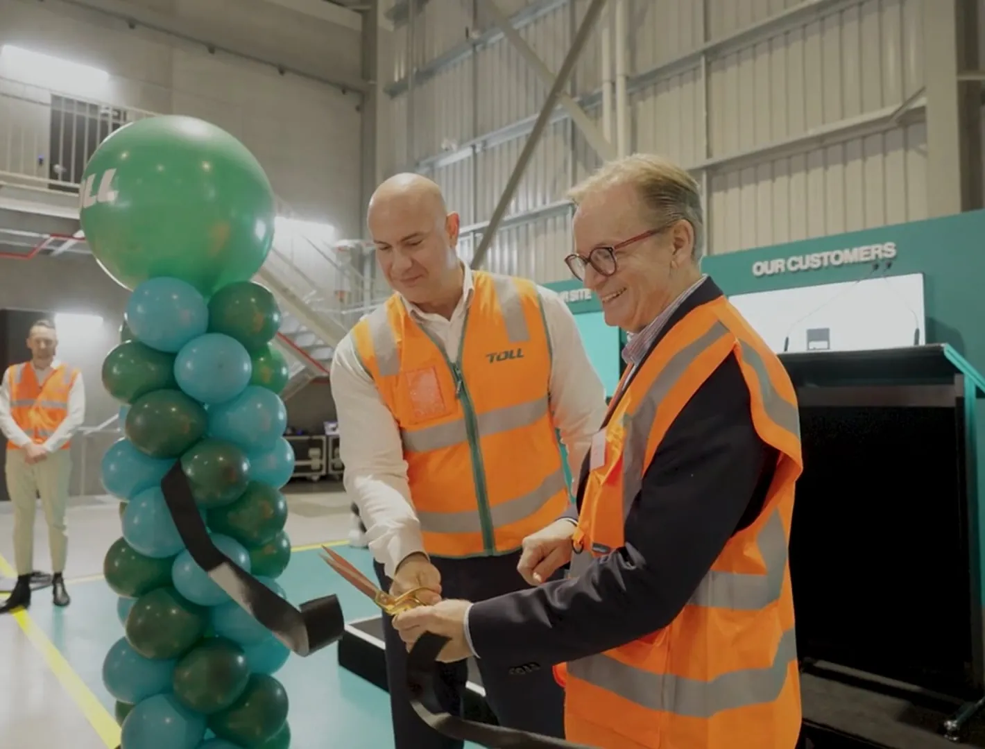 The ribbon cutting at Toll's new Kemps Creek facility, filmed by Zarco Creative